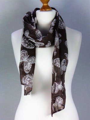 Bahamas Brown Large Butterfly Cotton Scarf