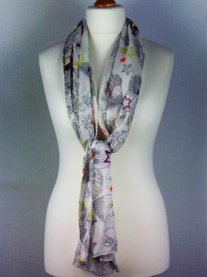 Ethina Light Weight Fine Cotton Scarf with Flower Design Print, Multi