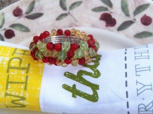 Set of 4, Acrylic Multicolored Beaded Napkin Ring