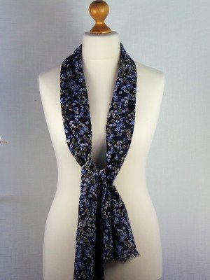 Richmond Cotton Scarf with blue and white Flowers
